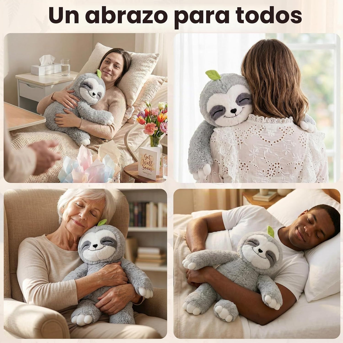 Mewaii Animales de peluche con peso, de felpa de perezoso, calentab...