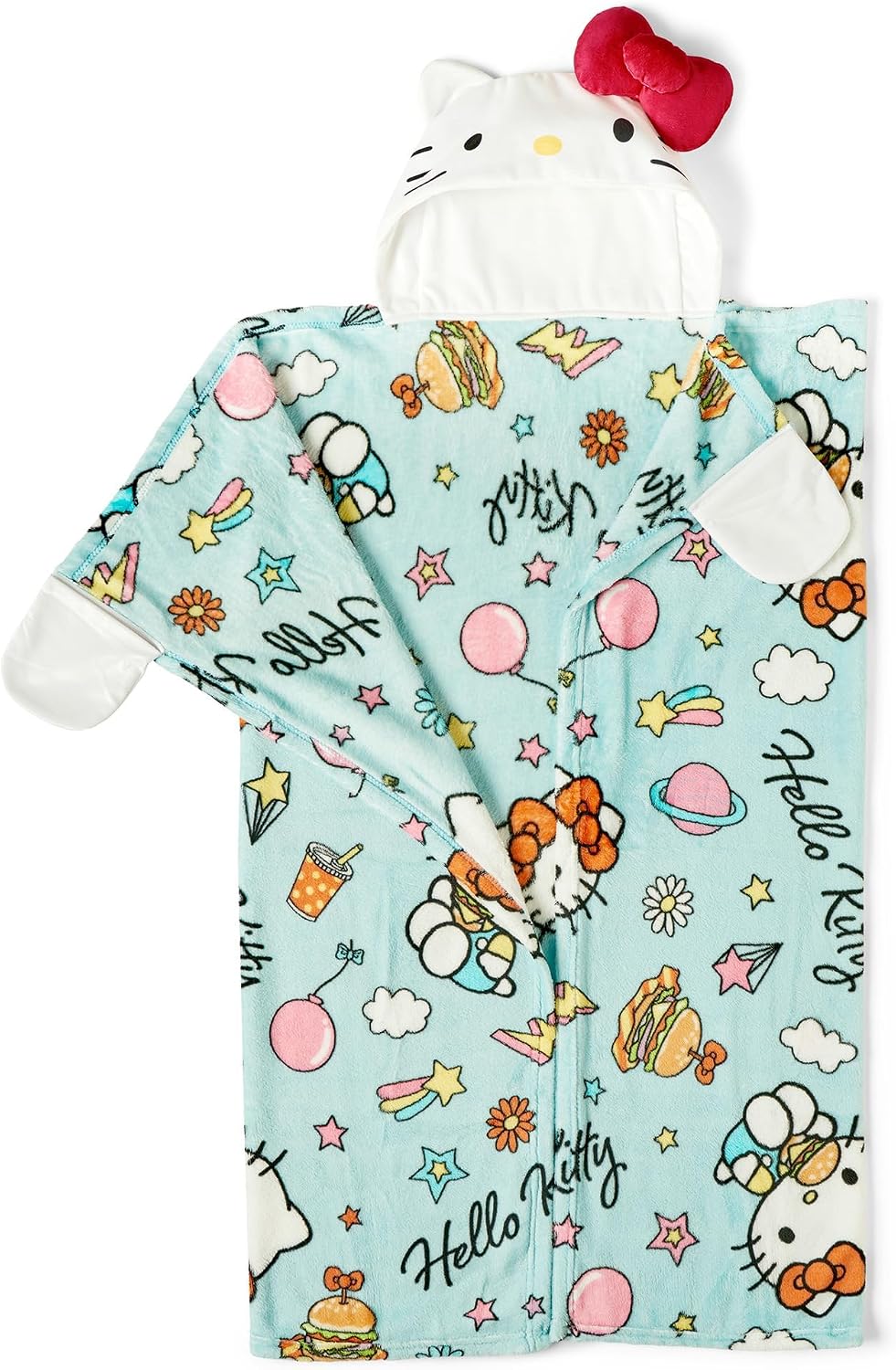 Northwest Sanrio Manta Hello Kitty, Manta con Capucha Usable, Capuc...