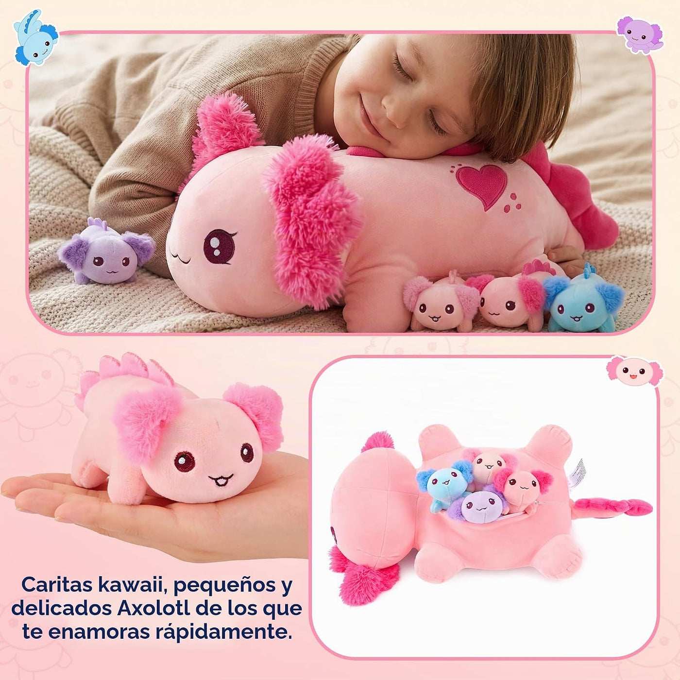 Onsoyours Animales de peluche originales de ajolote con bebés en el...