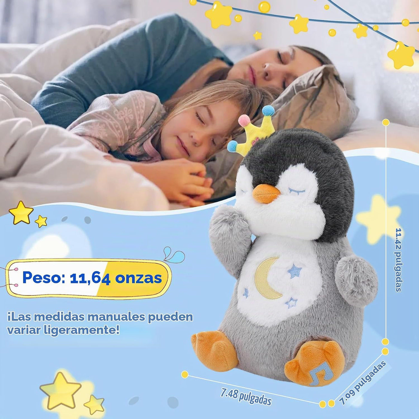 MIAODAM Animal de Peluche Pingüino con Respiración de Felpa para la...