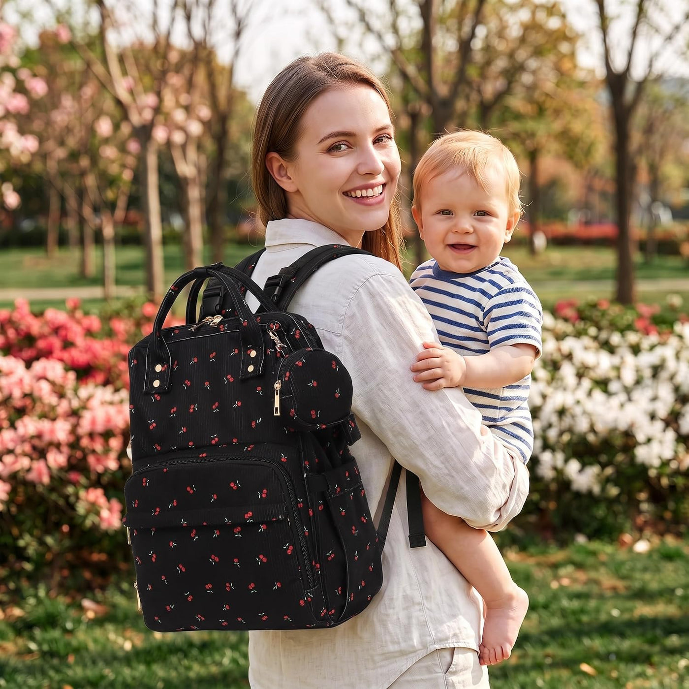 Lrenagao Mochila para pañales de bebé para mamá y papá, bolsa de pa...