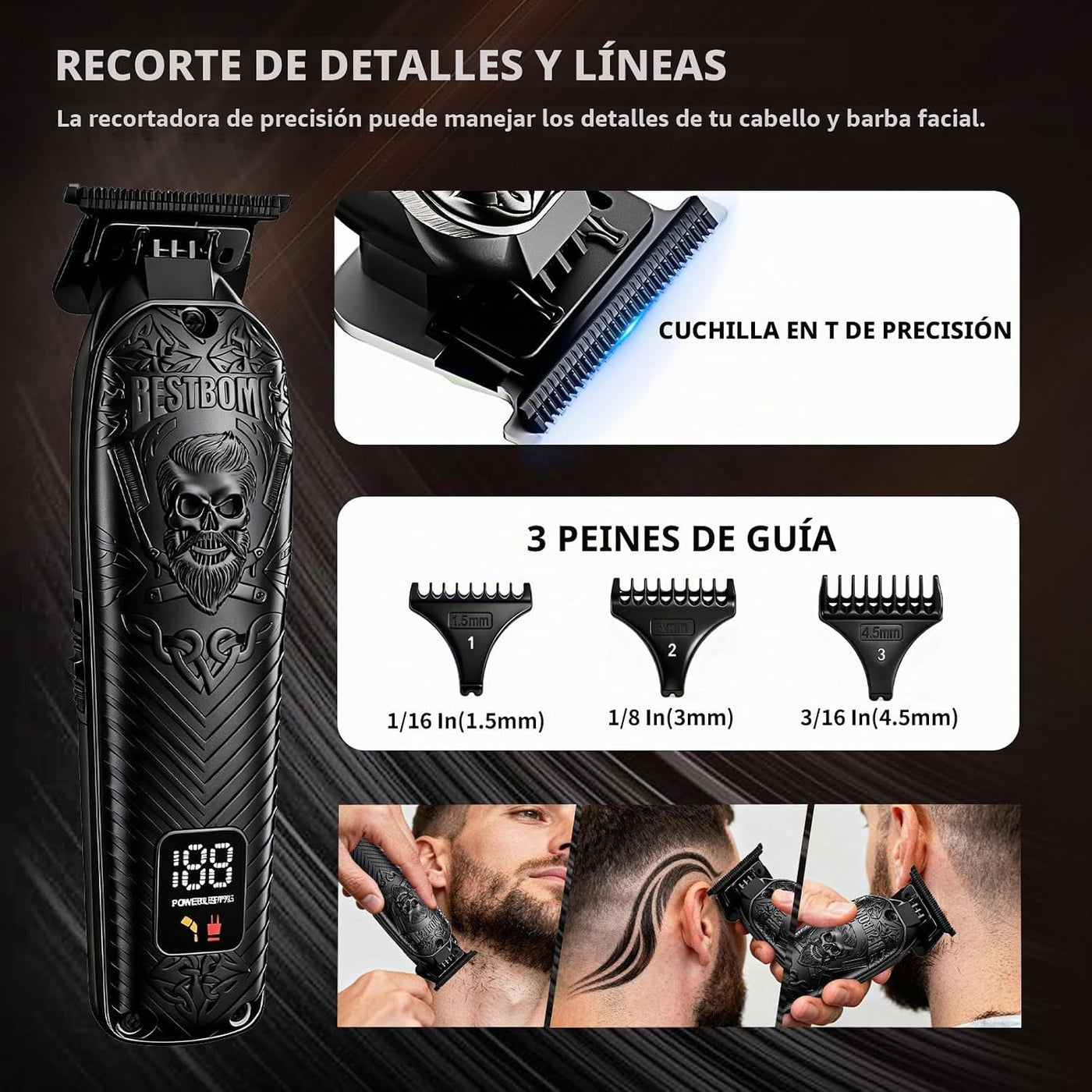 BESTBOMG Kit y juegos de cortapelos y recortadores de barba y afeit...