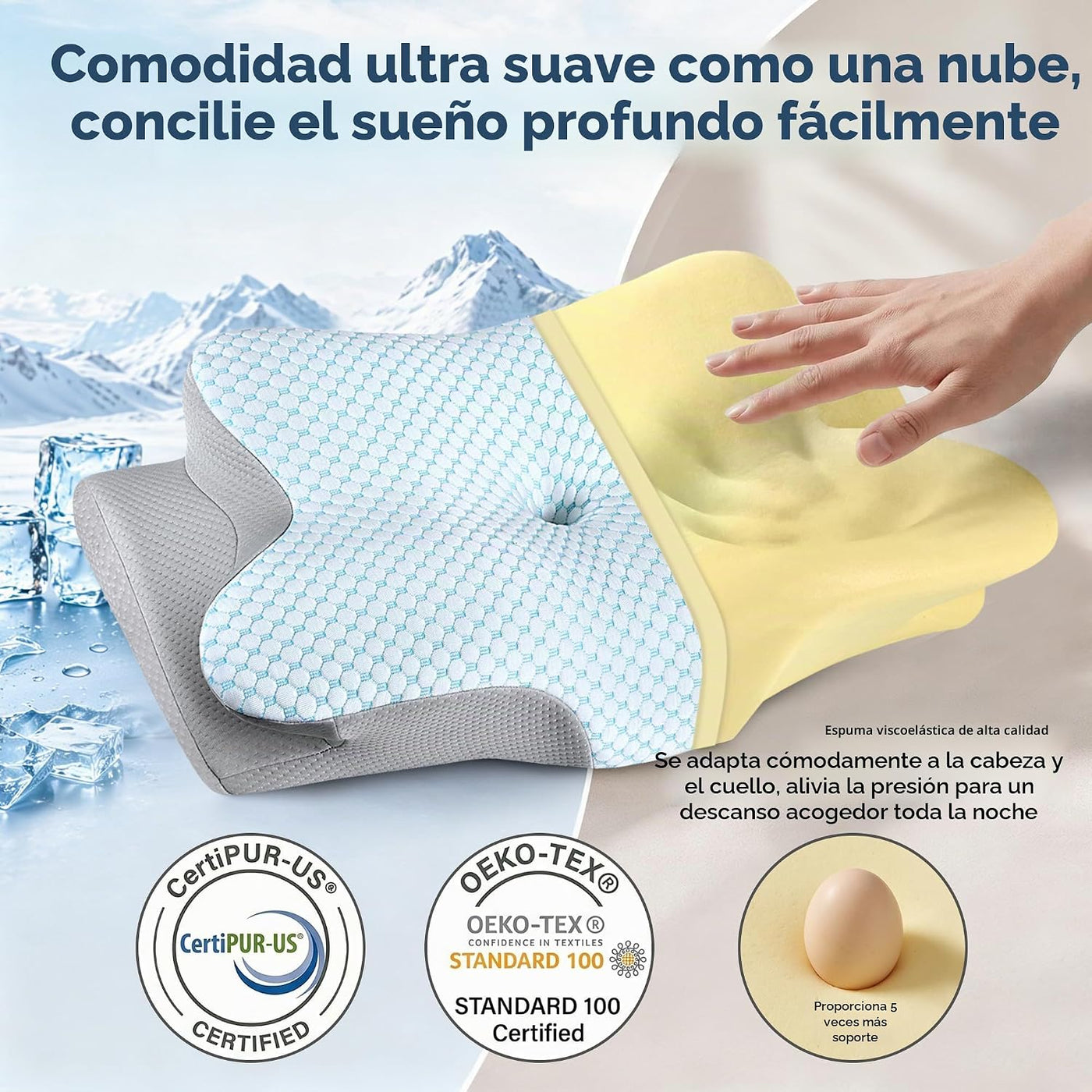 Almohada cervical para aliviar el dolor de cuello, almohada cervica...