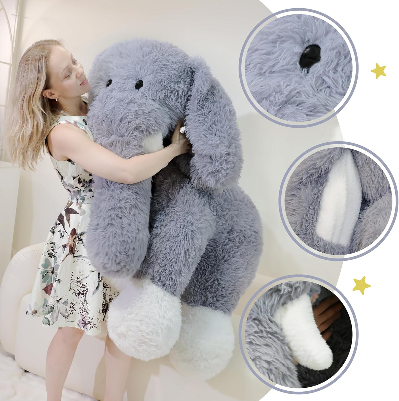Jrystar Animales de peluche de elefante gigante, juguetes de peluch...