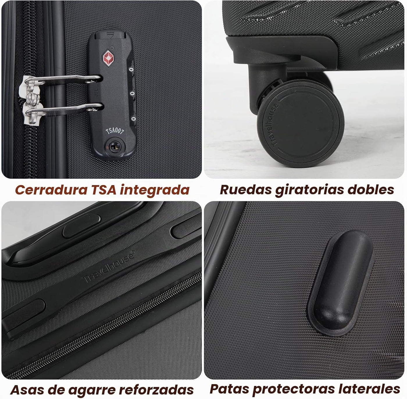 Travelhouse Juego de equipaje, maletas rígidas expandibles de 24 pu...