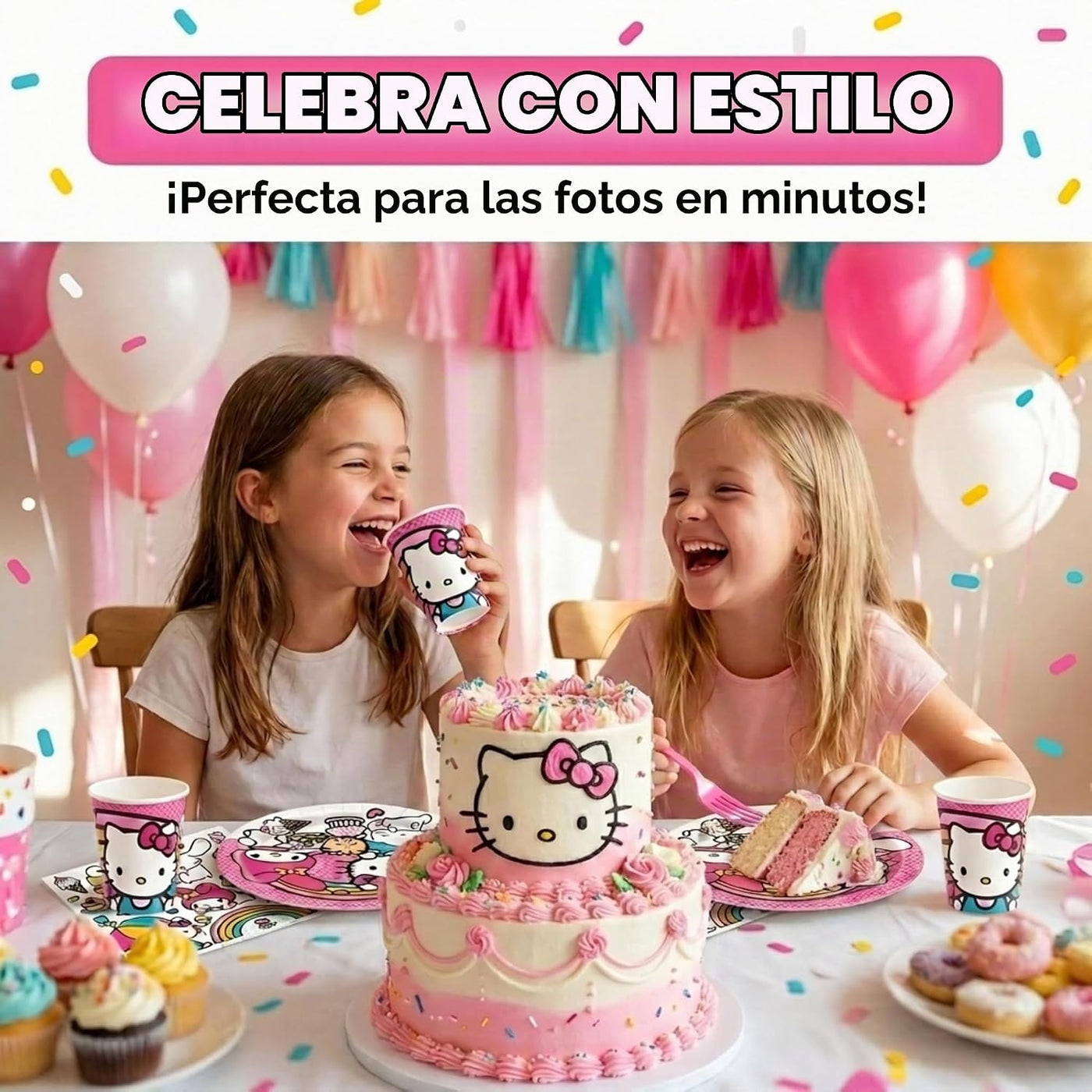 Decoraciones de cumpleaños de Hello Kitty para fiesta, platos y ser...
