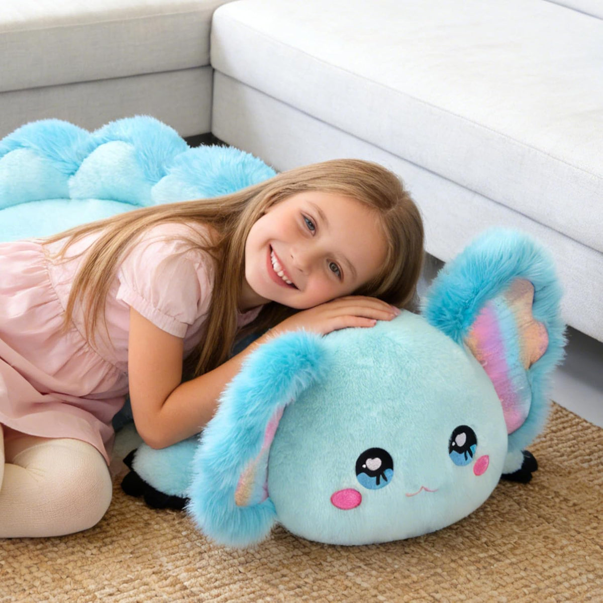 IKASA Juguete de peluche de axolotl azul gigante, juguetes blandos...
