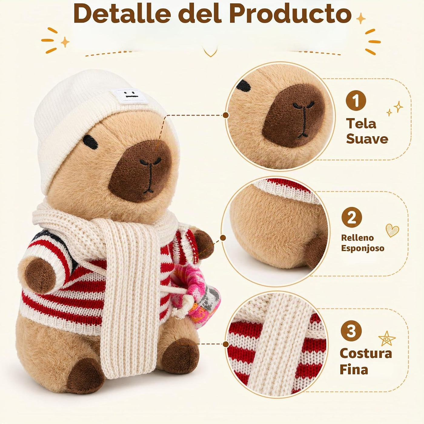 WAKSUN Capybara - Peluche con 10 piezas de ropa y accesorios, anima...