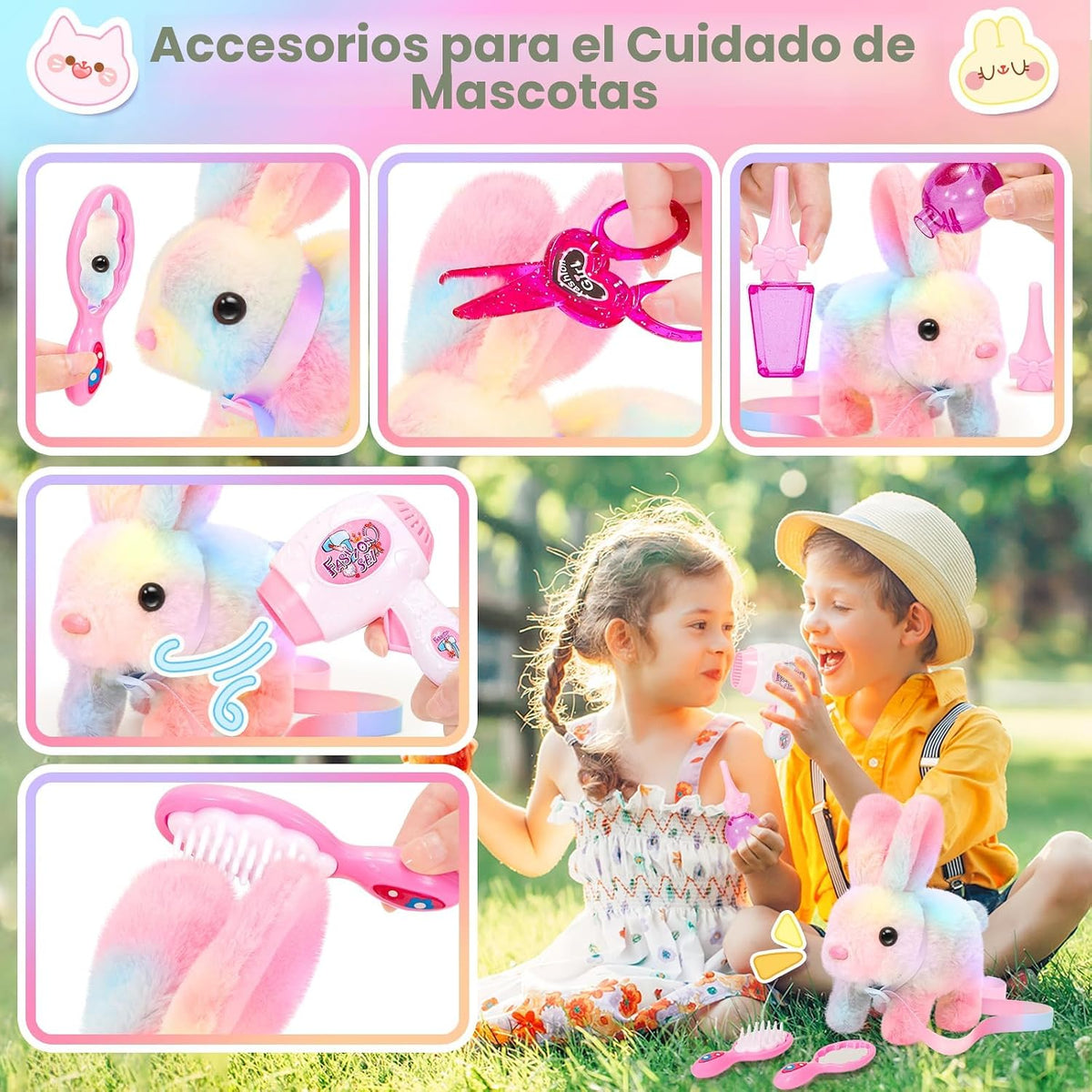 NINAOR Juguetes interactivos de peluche para niños con bolsas de ma...