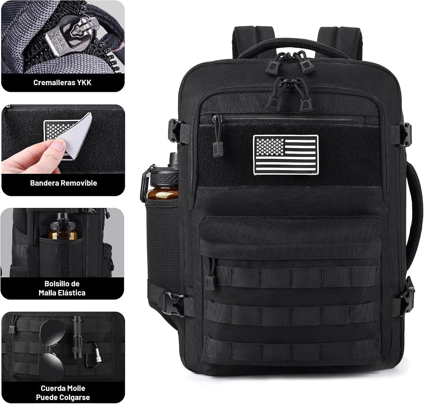 MOZETO Mochila de mano aprobada por la TSA, mochila de viaje táctic...