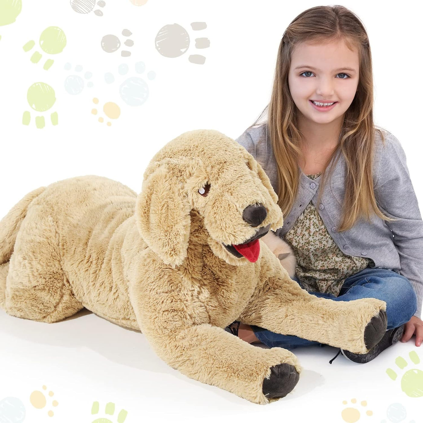 Geosar Almohada de felpa suave de 27.5 pulgadas Golden Retriever |...