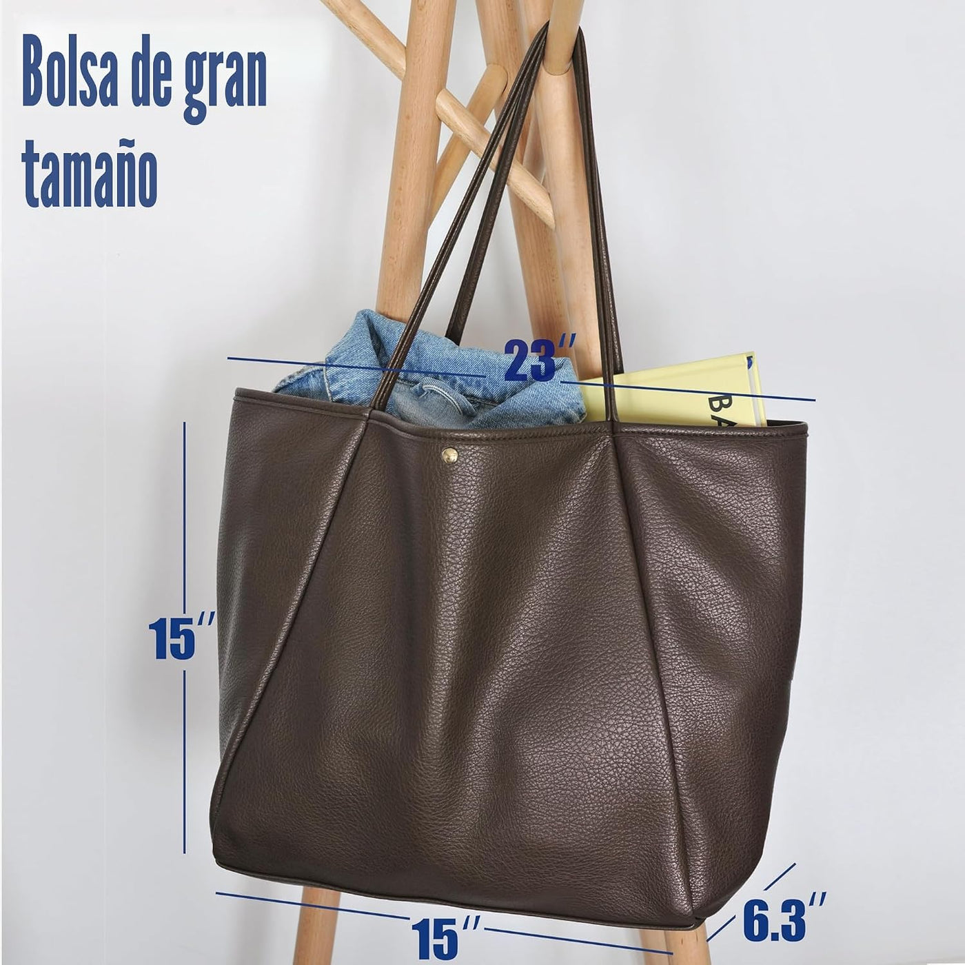Bolso Tote de Cuero PU de Gran Tamaño para Mujer, Bolso de Fin de S...