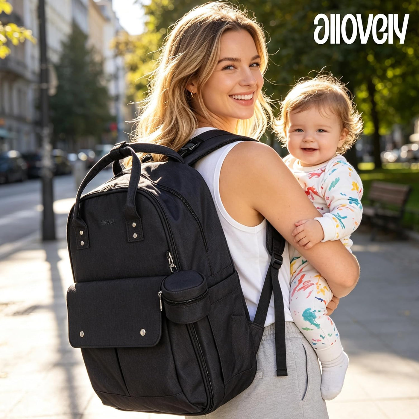 Mochila para pañales de gran capacidad Allovely, separación en seco...