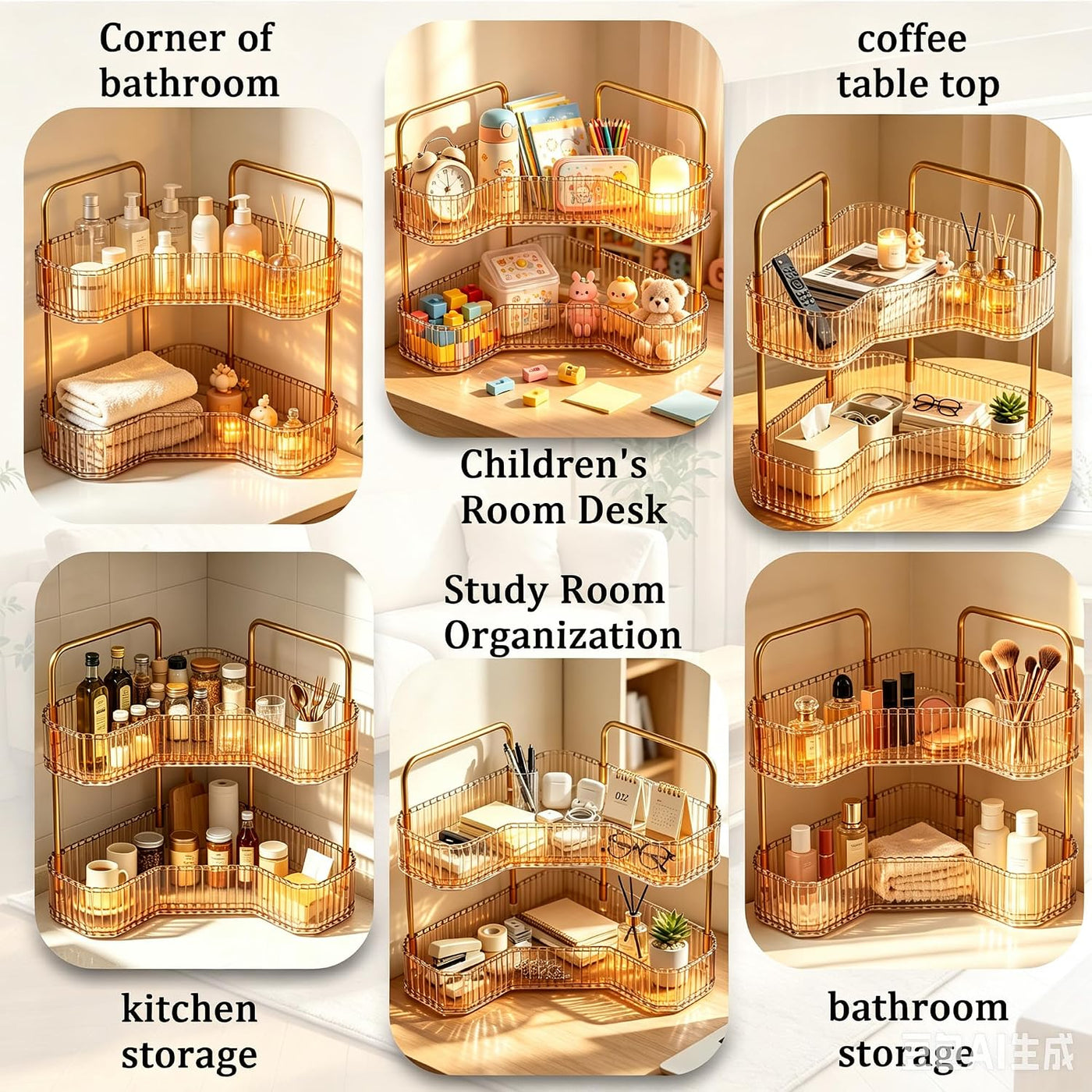 Organizador de baño esquinero de 2 niveles, estante para mostrador...