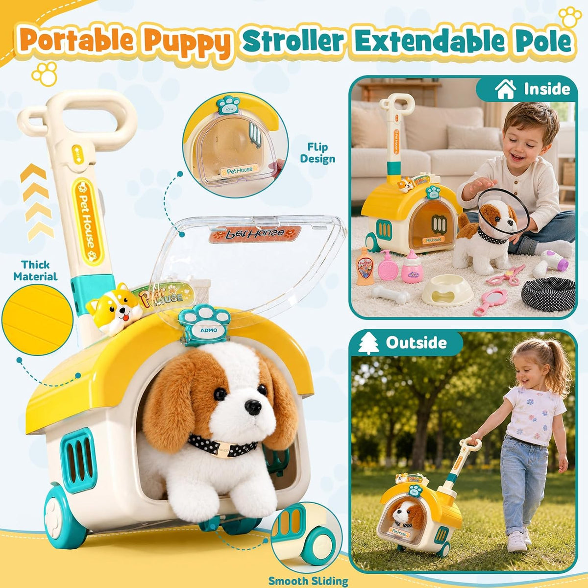 Lorfancy Juguete electrónico para perros que camina para niños con...