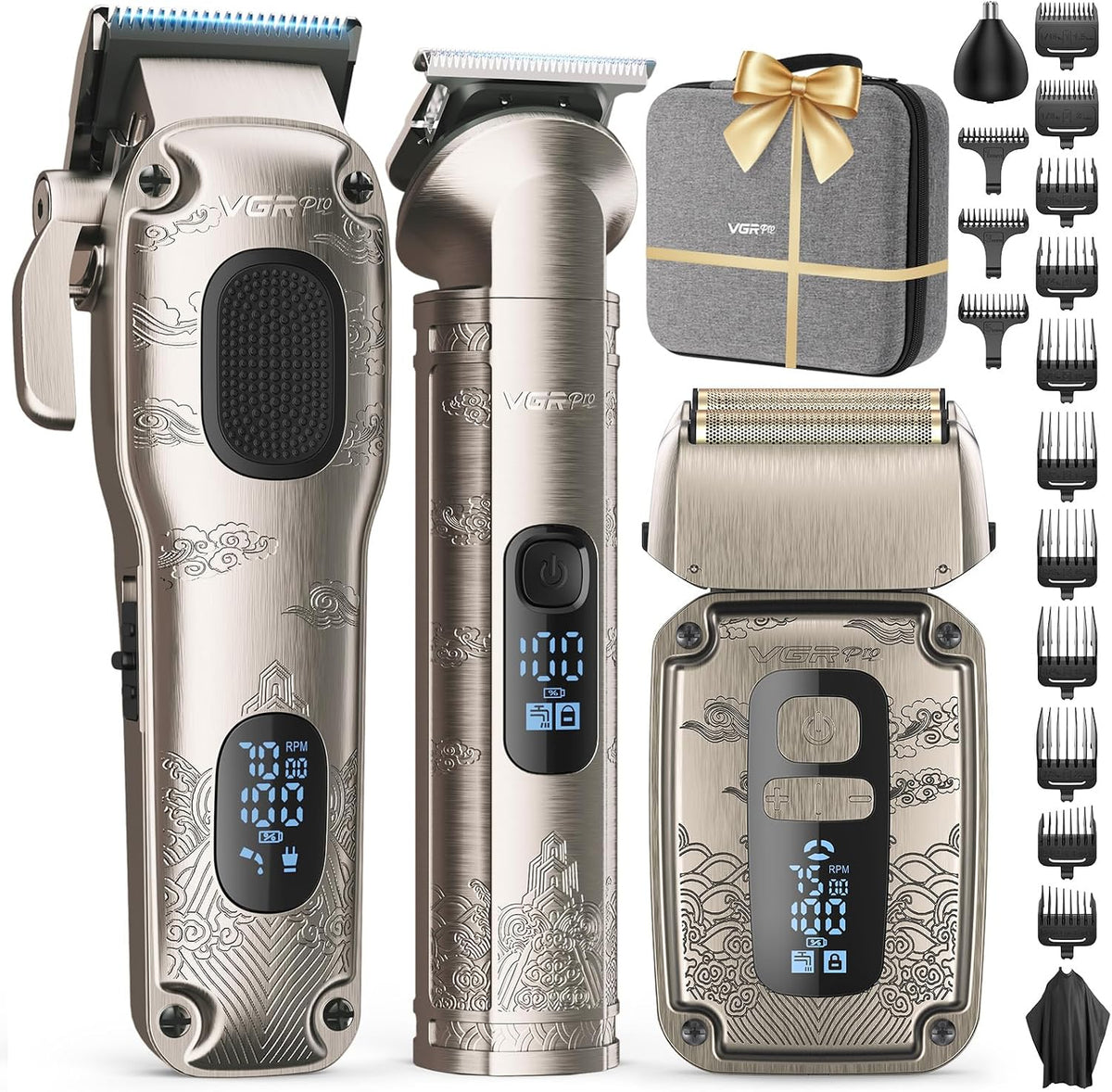 VGRPRO Cortapelos para hombres, recortadora de barba, afeitadora de...
