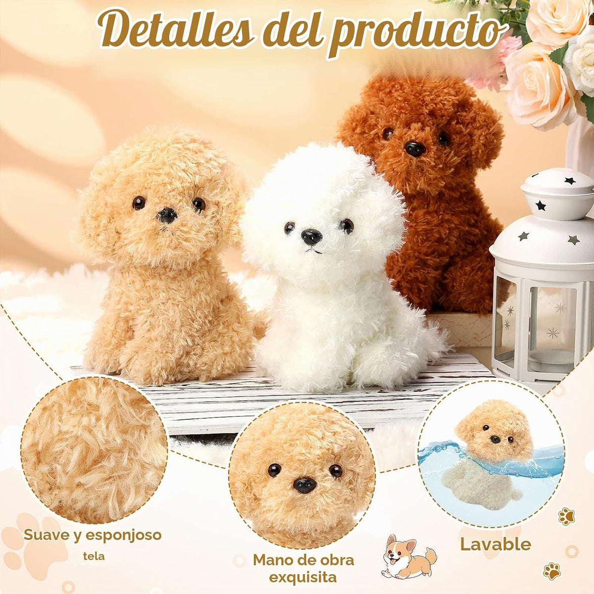 Harrycle - 6 animales de peluche para perros de 8 pulgadas a granel...