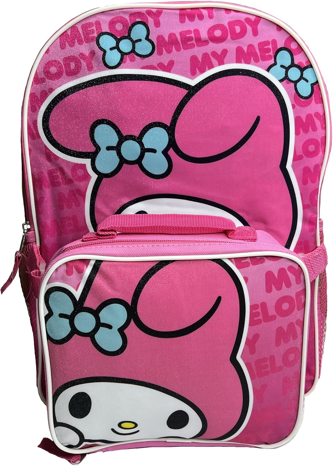 Fast Forward My Melody Mochila escolar rosa de 16 pulgadas con bols...