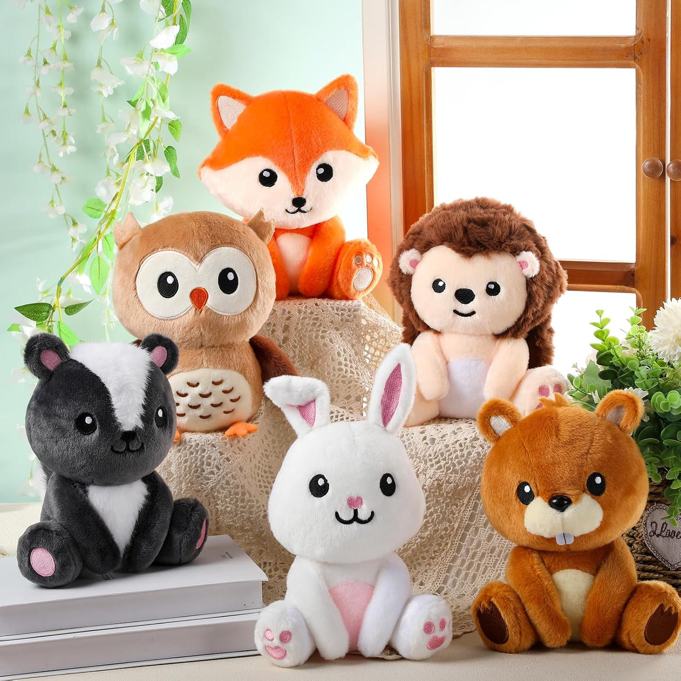 RoundFunny Juego de 6 animales de safari de 7 pulgadas | Búho, cone...