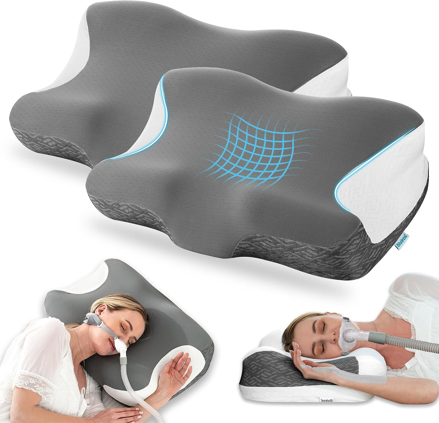 Elviros Almohada cervical para aliviar el dolor para dormir, paquet...
