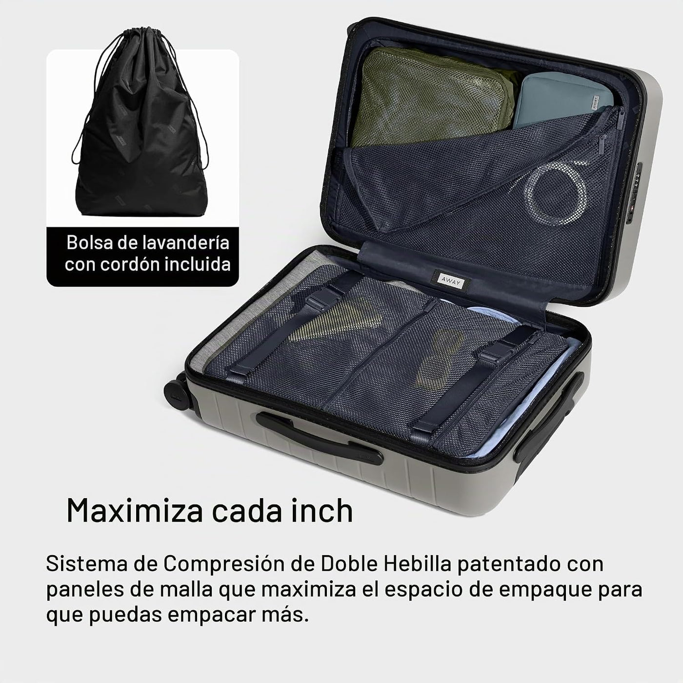 Away Maleta de mano más grande, Gris (Cloud Gray), Estándar | Durad...