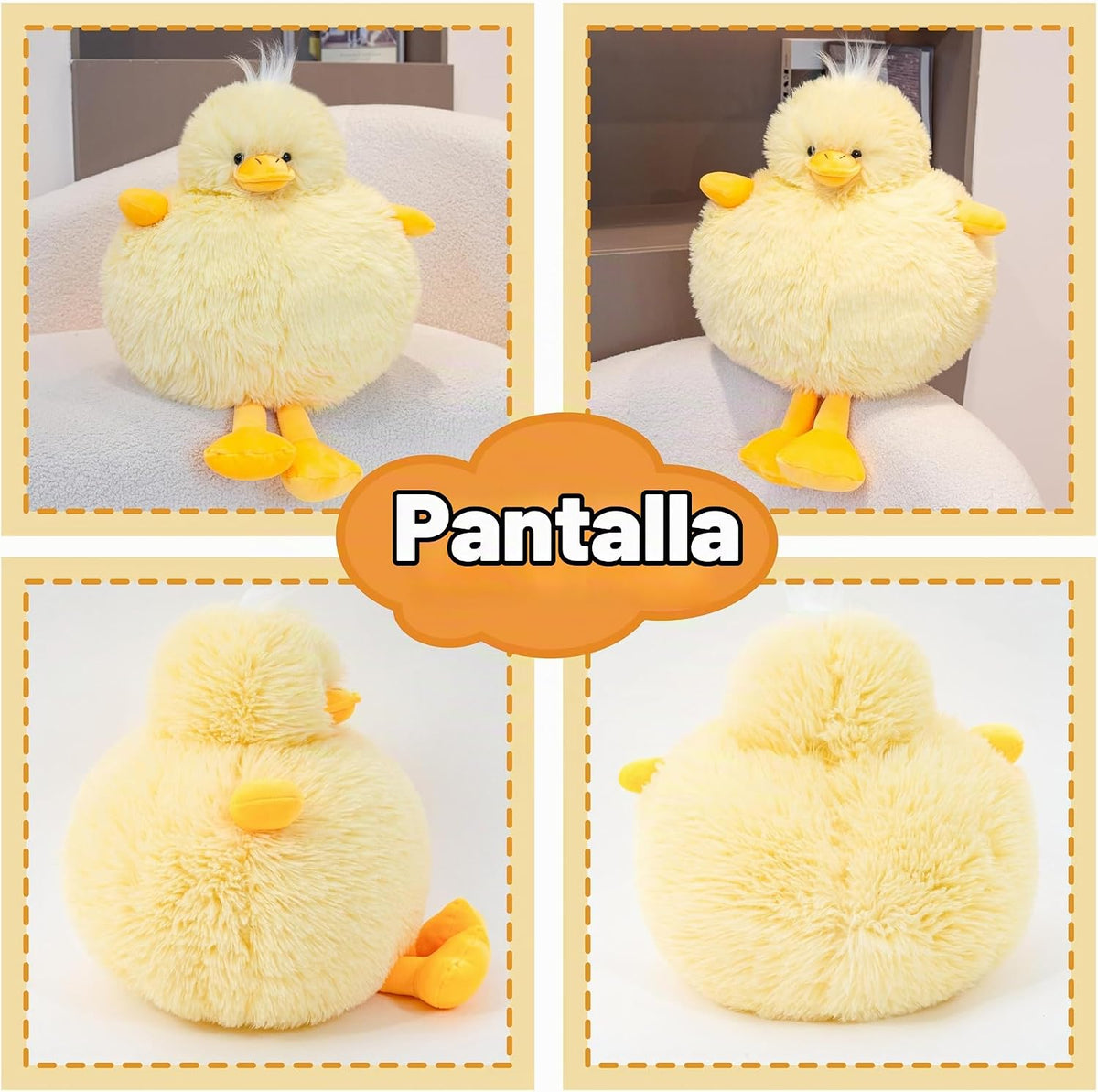 EEYQR Pato de peluche con peso, peluche suave de pato amarillo, aco...