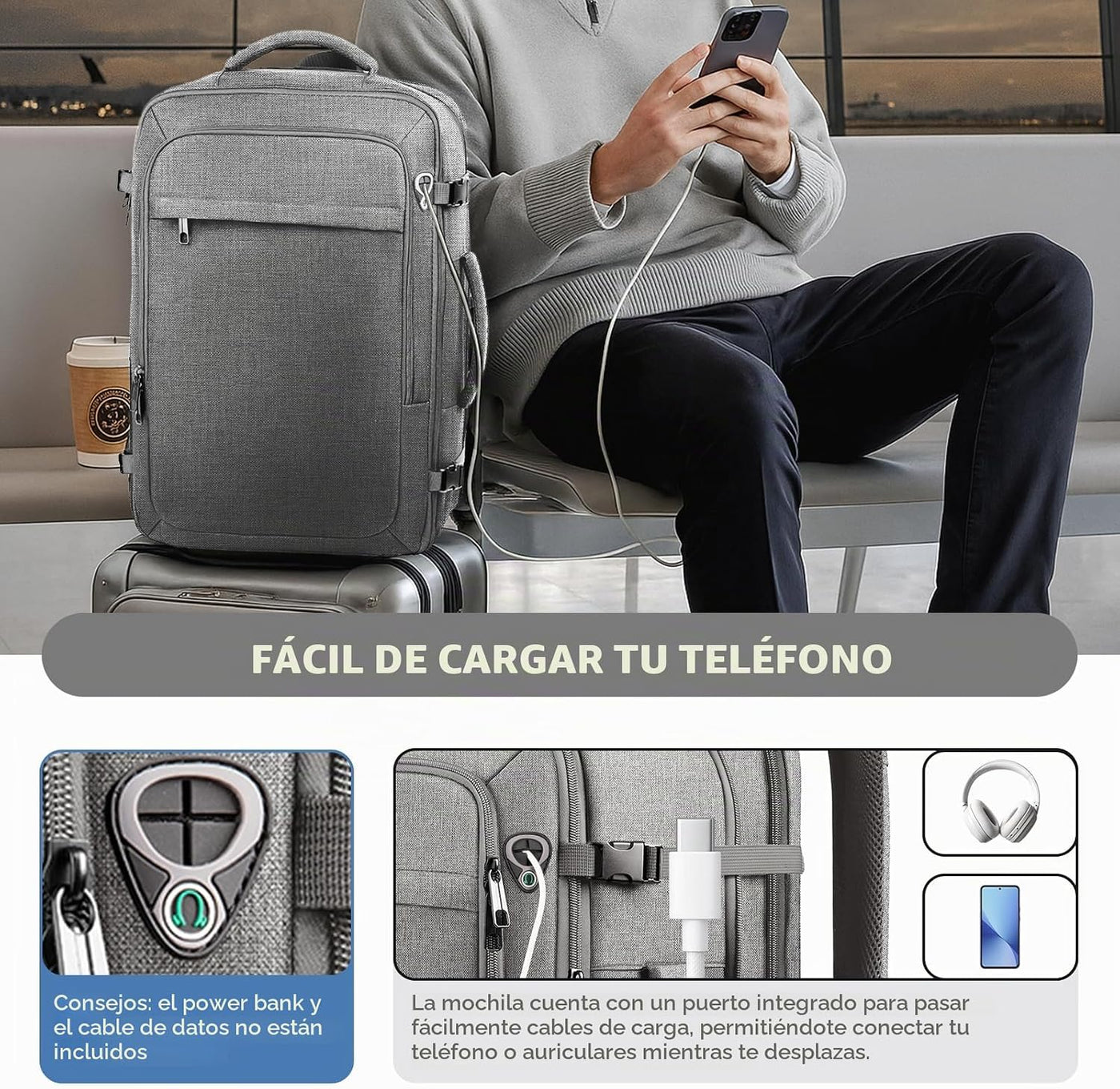 Sirmaeed Mochila de mano para hombre, apta para viajes, se adapta a...