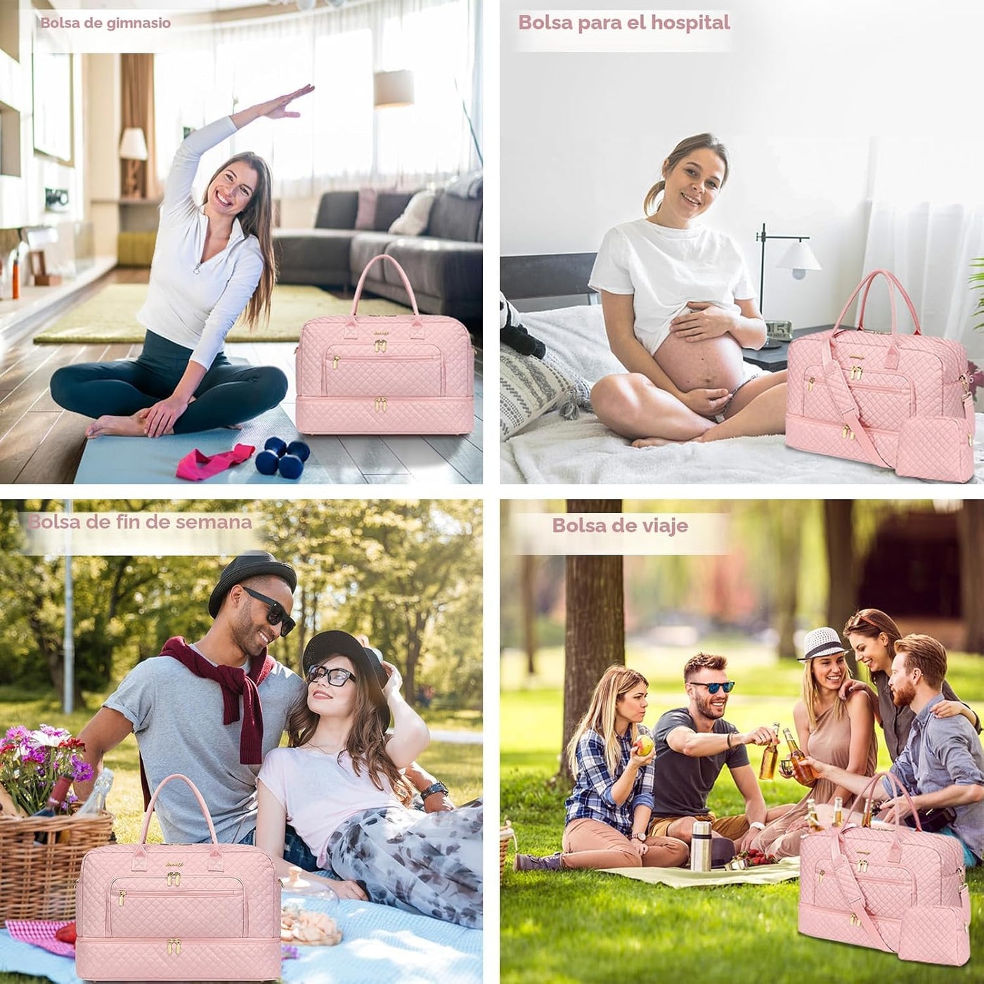 Bolsa de viaje grande para mujer, bolsa de lona para equipaje de fi...