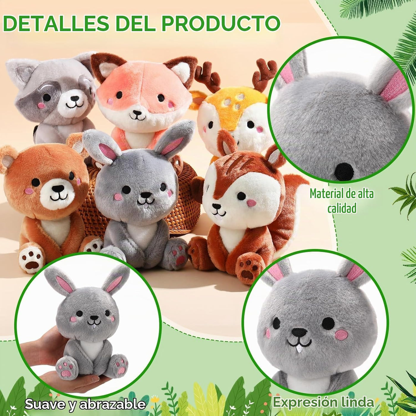 RoundFunny 6 Piezas Juguetes de Animales del Bosque de 7 Pulgadas O...