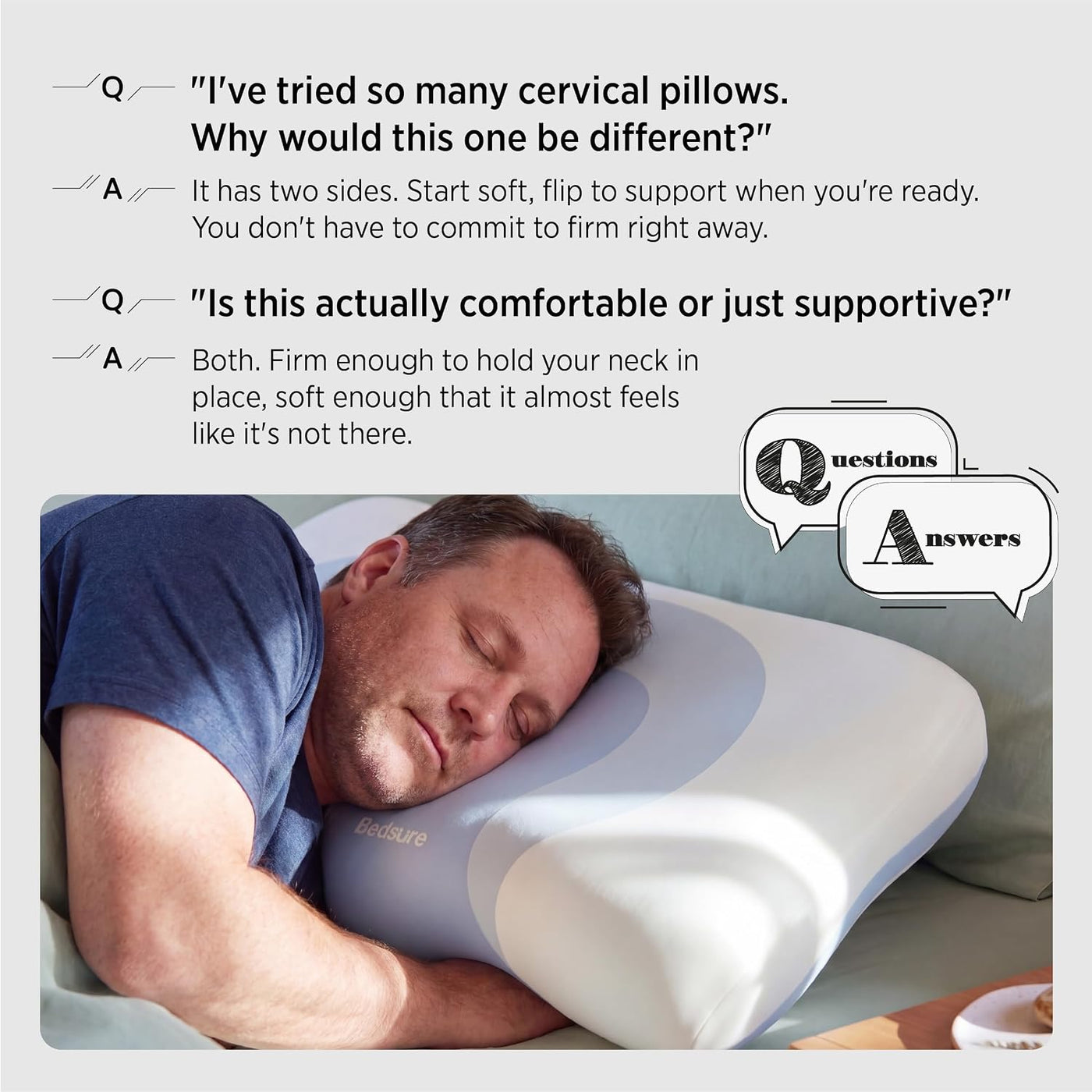 Bedsure Almohada cervical para el cuello \u2013 Almohadas de espuma...
