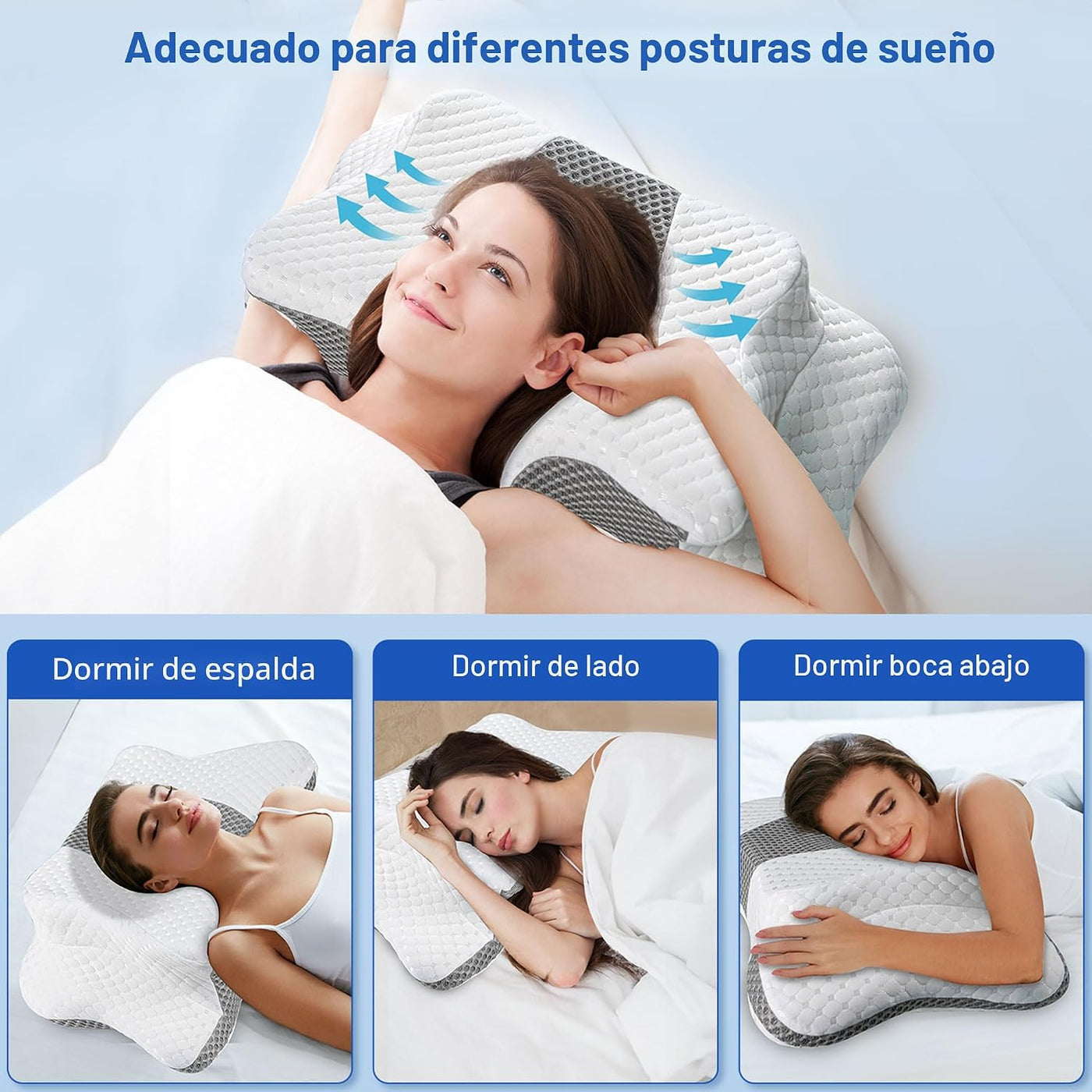 Almohada cervical para aliviar el dolor para el cuello, almohada er...
