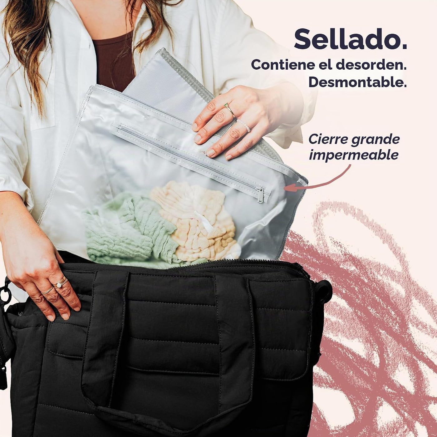 BabbleRoo Flo Tote - Bolsa de pañales, 14 bolsillos para recién nac...