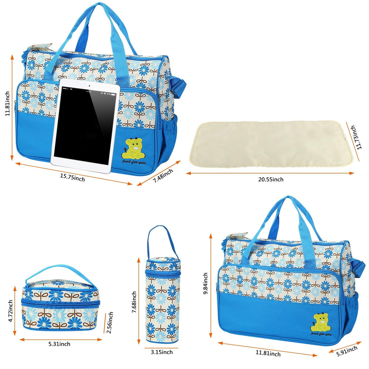 Moclever Juego de Bolso Tote para Pañales, 5 Piezas de Bolsas para...
