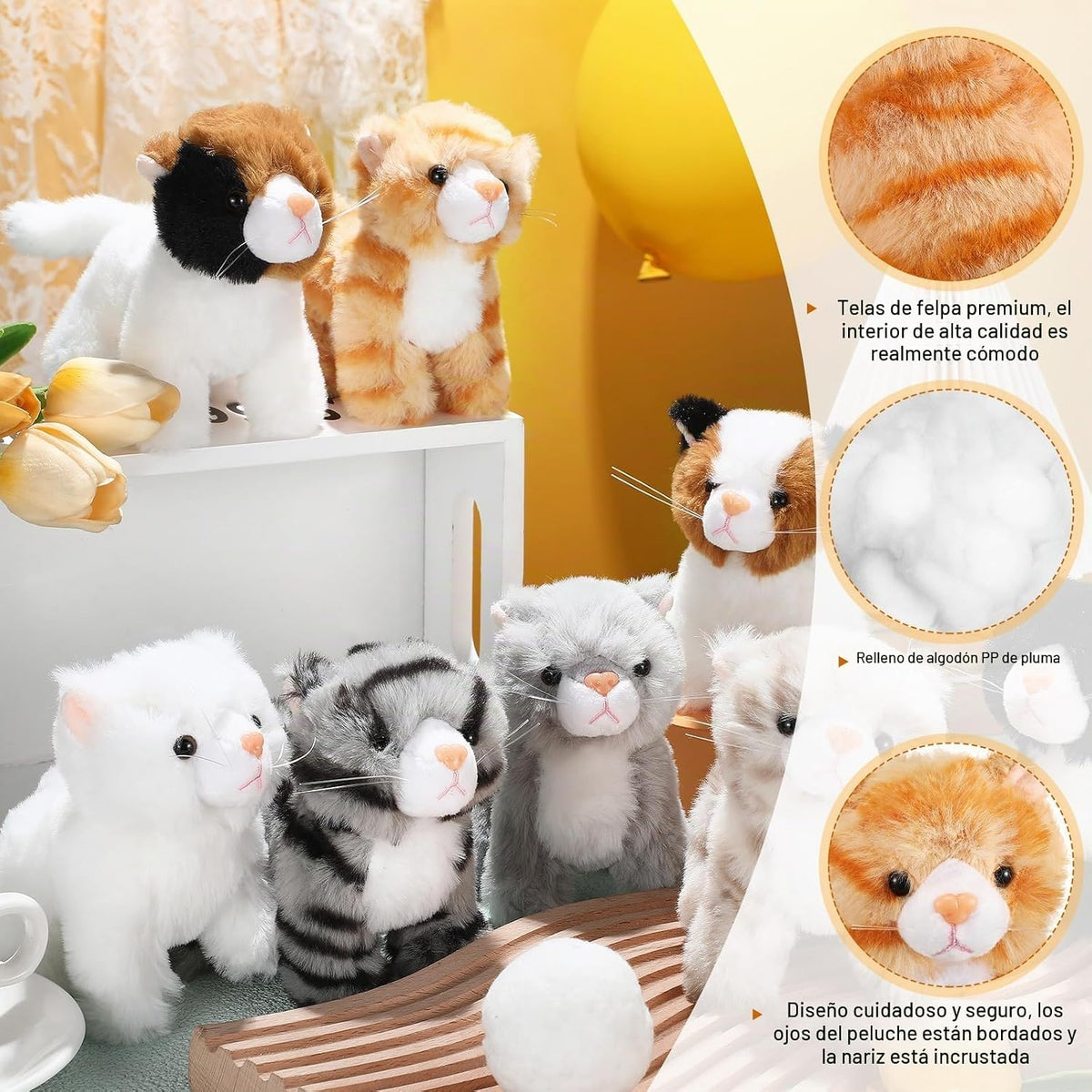 Sumind 8 piezas de animales de peluche de gato a granel de 5 pulgad...