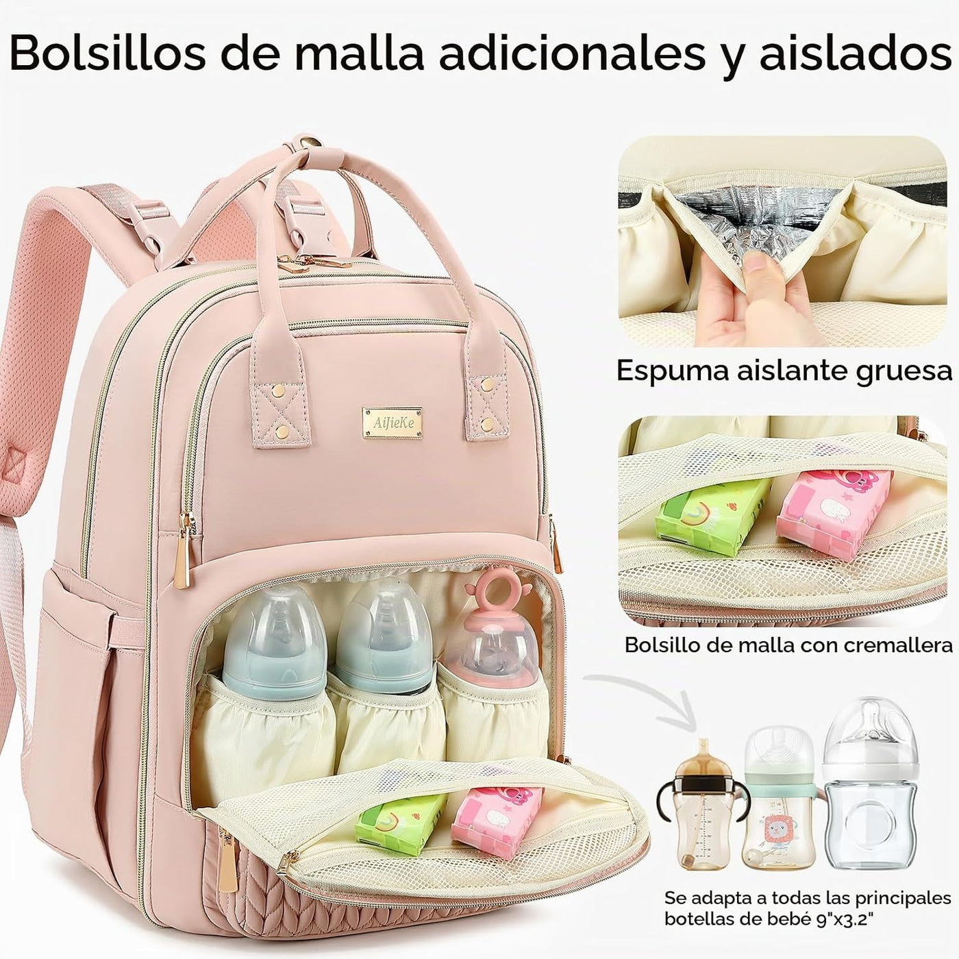 Mochila para pañales, grande, multifuncional, para niños, niñas y b...