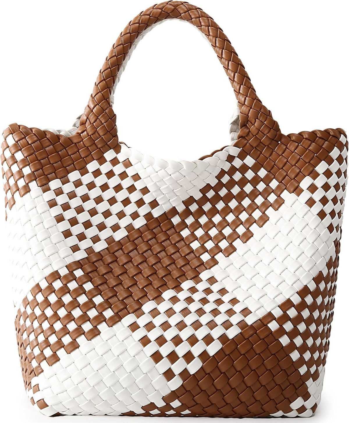 Bolso tejido para mujer, bolso tote de cuero vegano grande para ver...