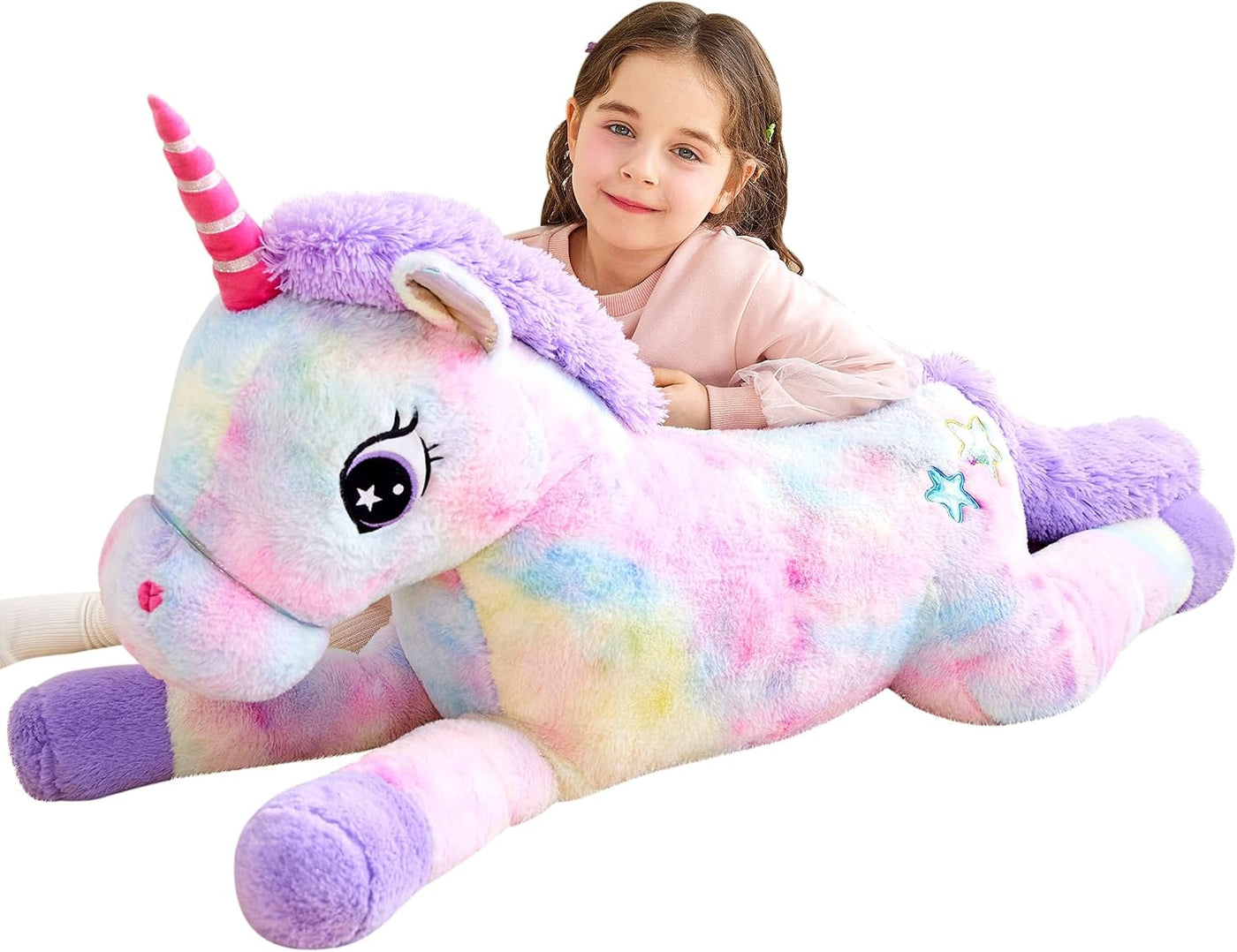 IKASA Peluche de unicornio gigante de 43 pulgadas, súper suave, sin...