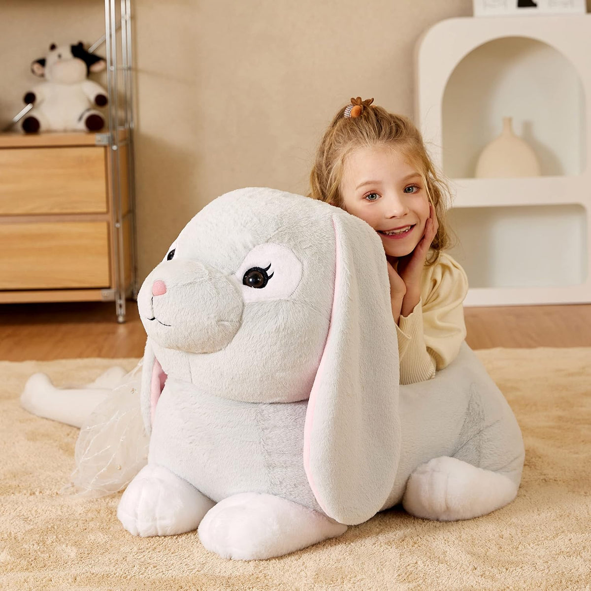 EARTHSOUND Juguete de peluche de conejo gigante, conejito realista...