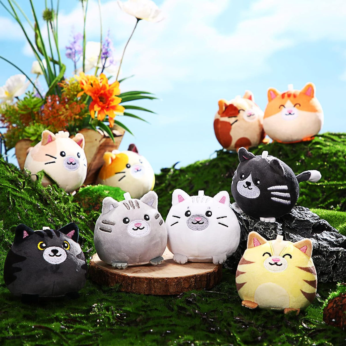 Libima 9 piezas mini llaveros de animales de peluche de 3.15 pulgad...