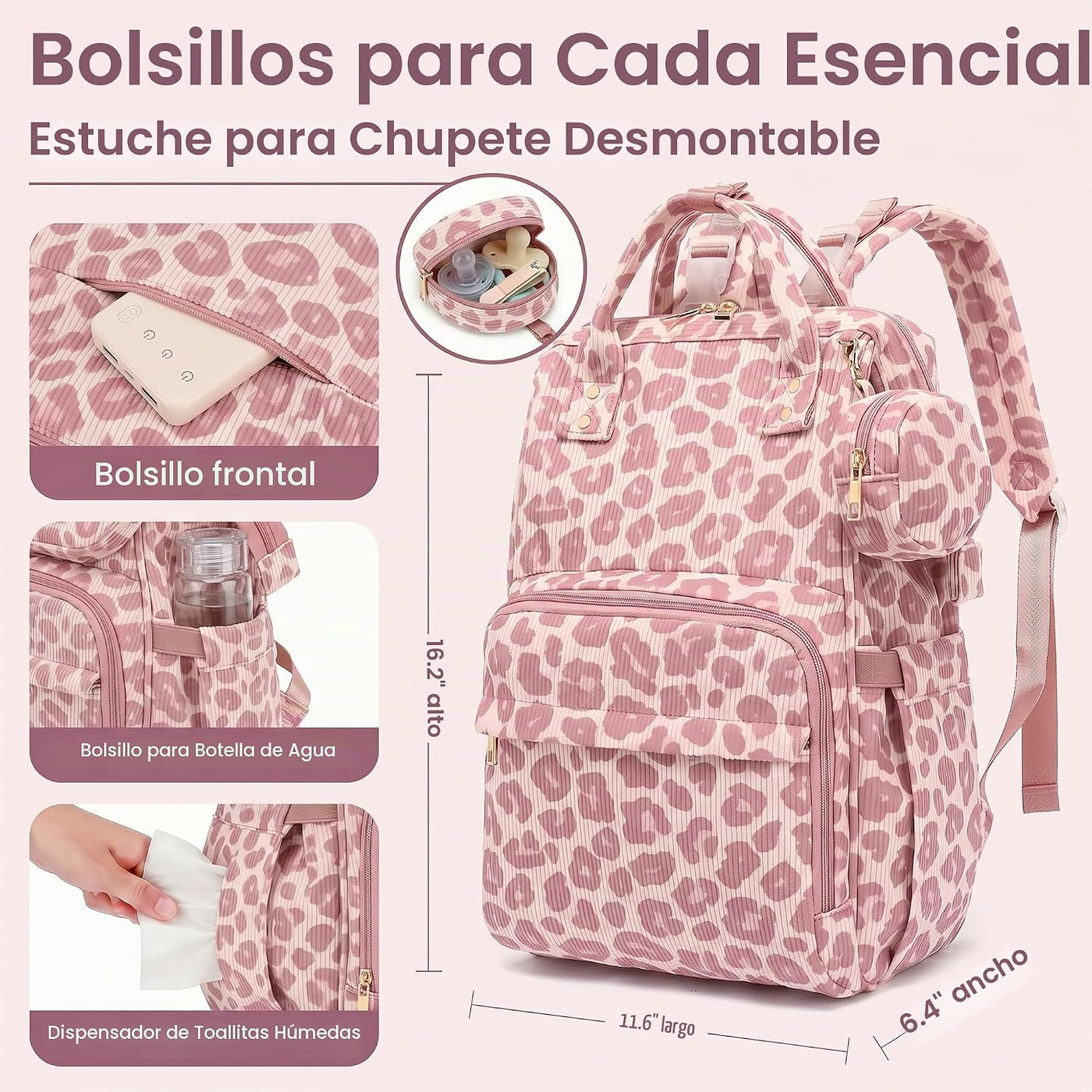 Lrenagao Mochila para pañales de bebé para mamá y papá, bolsa de pa...