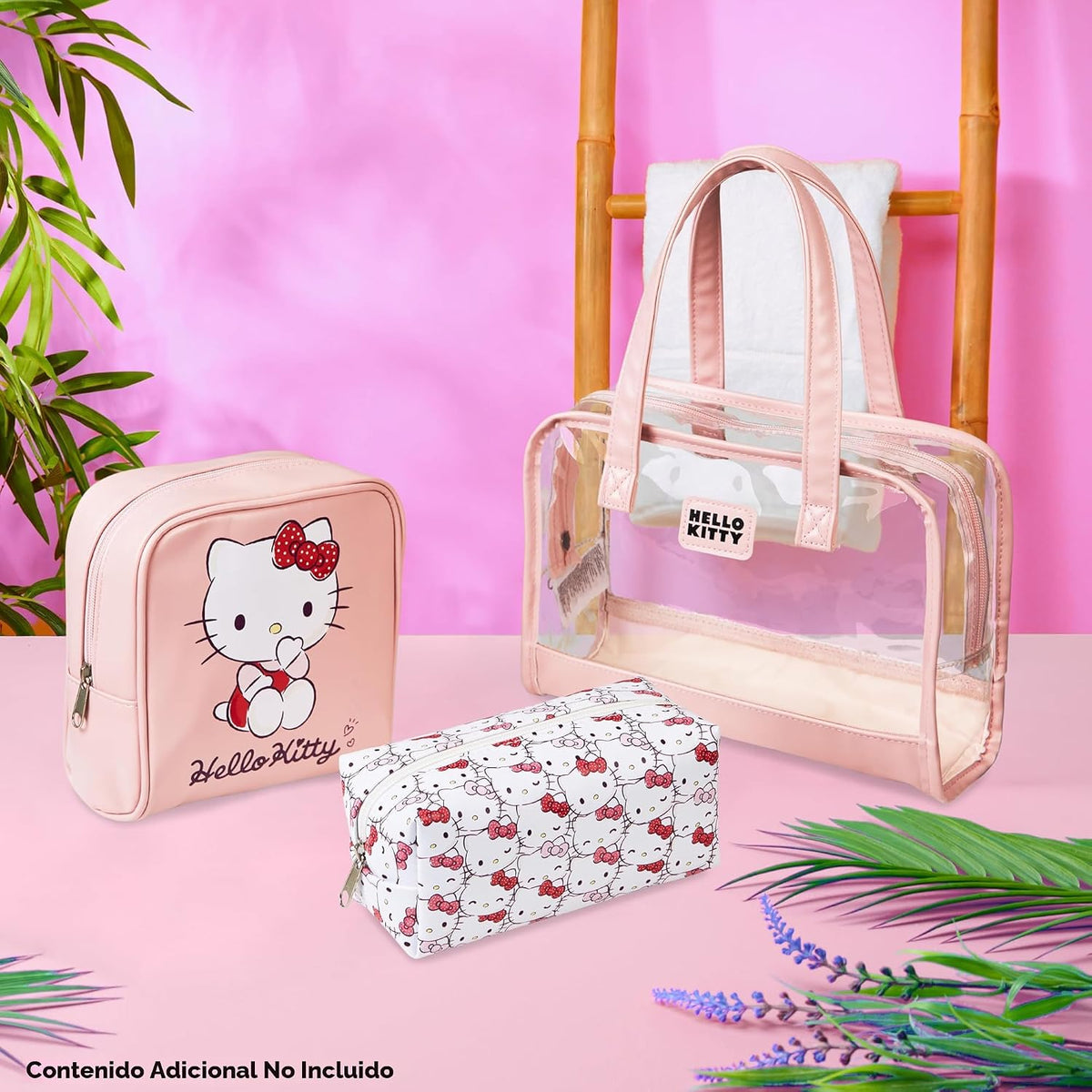 Set de bolsa de aseo y maquillaje Hello Kitty de 3 piezas para muje...