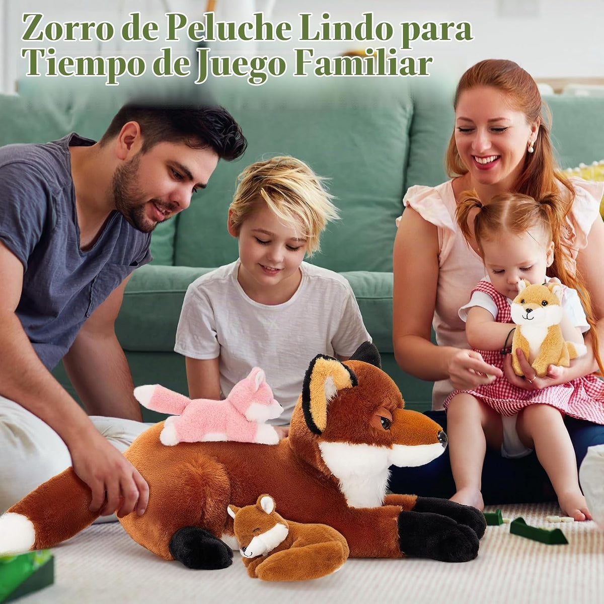 BENINY Juego de 4 animales de peluche de zorro, 22 pulgadas mamá zo...