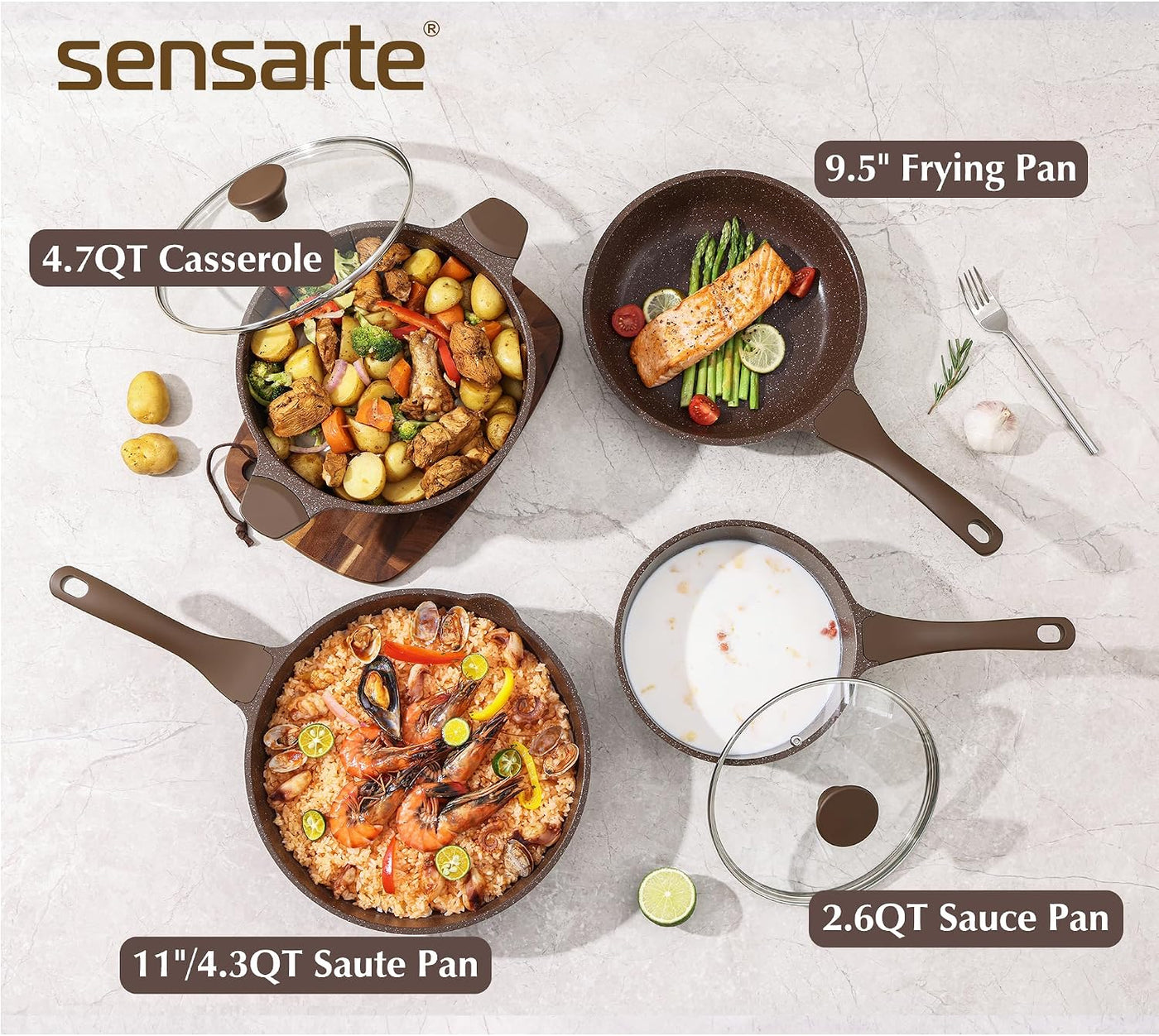 SENSARTE Juego de utensilios de cocina antiadherentes de 16 piezas,...