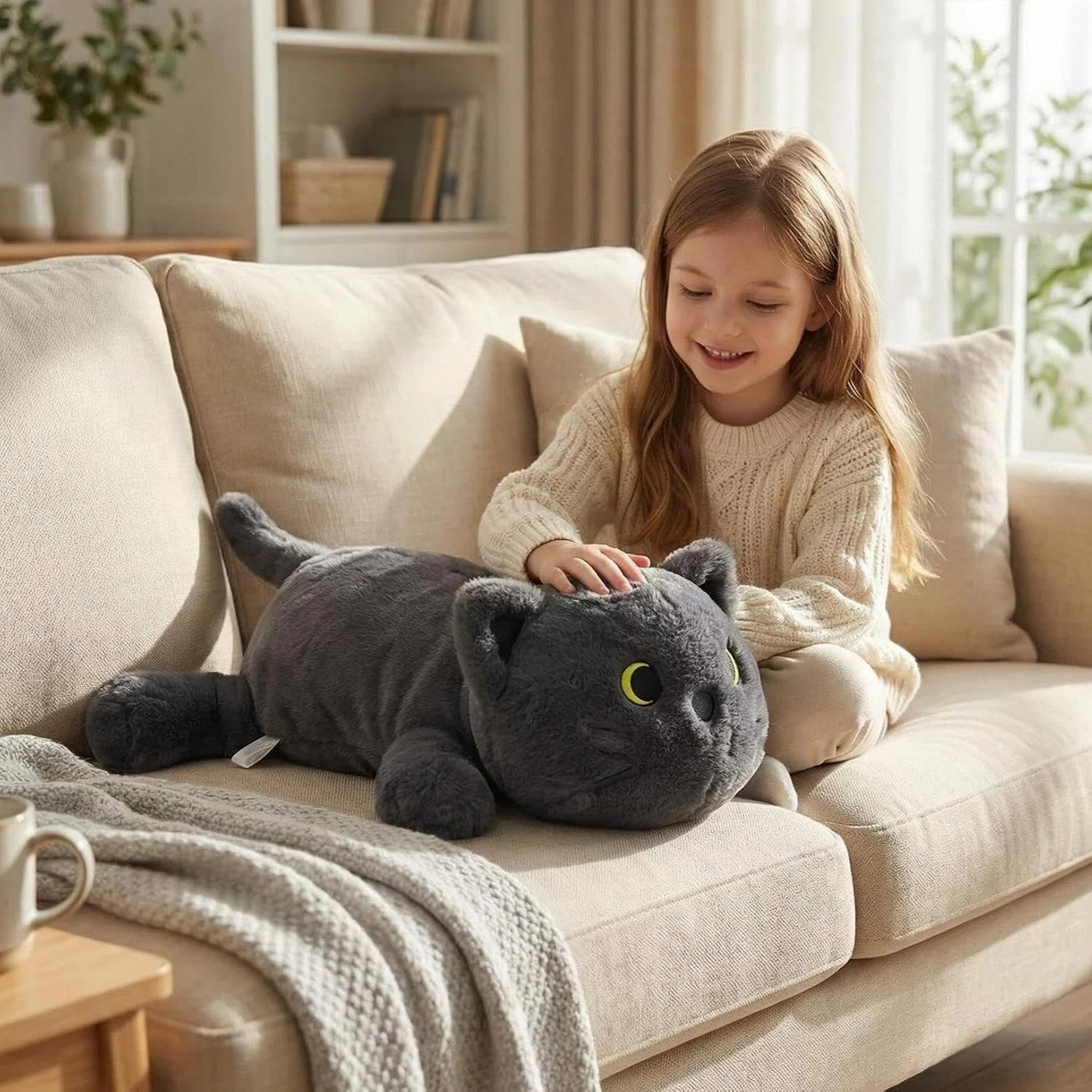 HAIJUNYA Animal de peluche con peso de gato de 22 pulgadas, 4 libra...