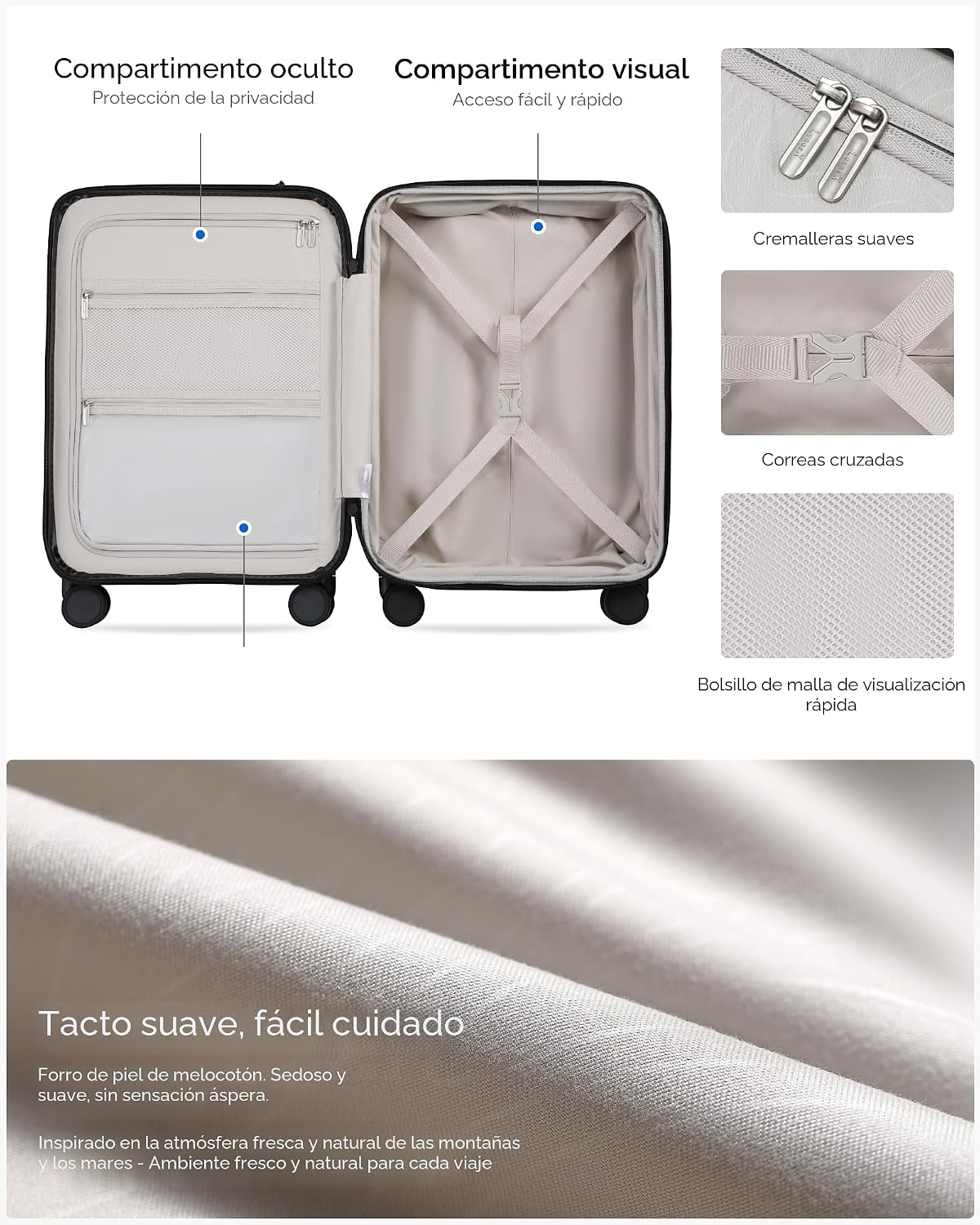 Equipaje de Mano 22x14x9 Aprobado por Aerolíneas, Maleta Expandible...