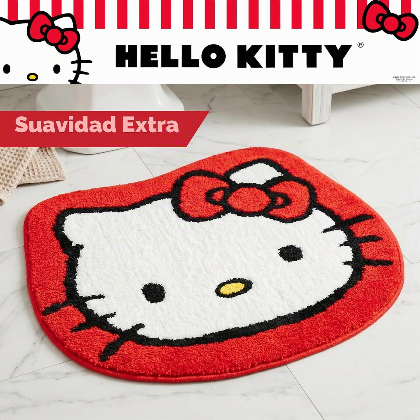 Hello Kitty - Alfombra de baño de felpa de punto de poliéster antid...