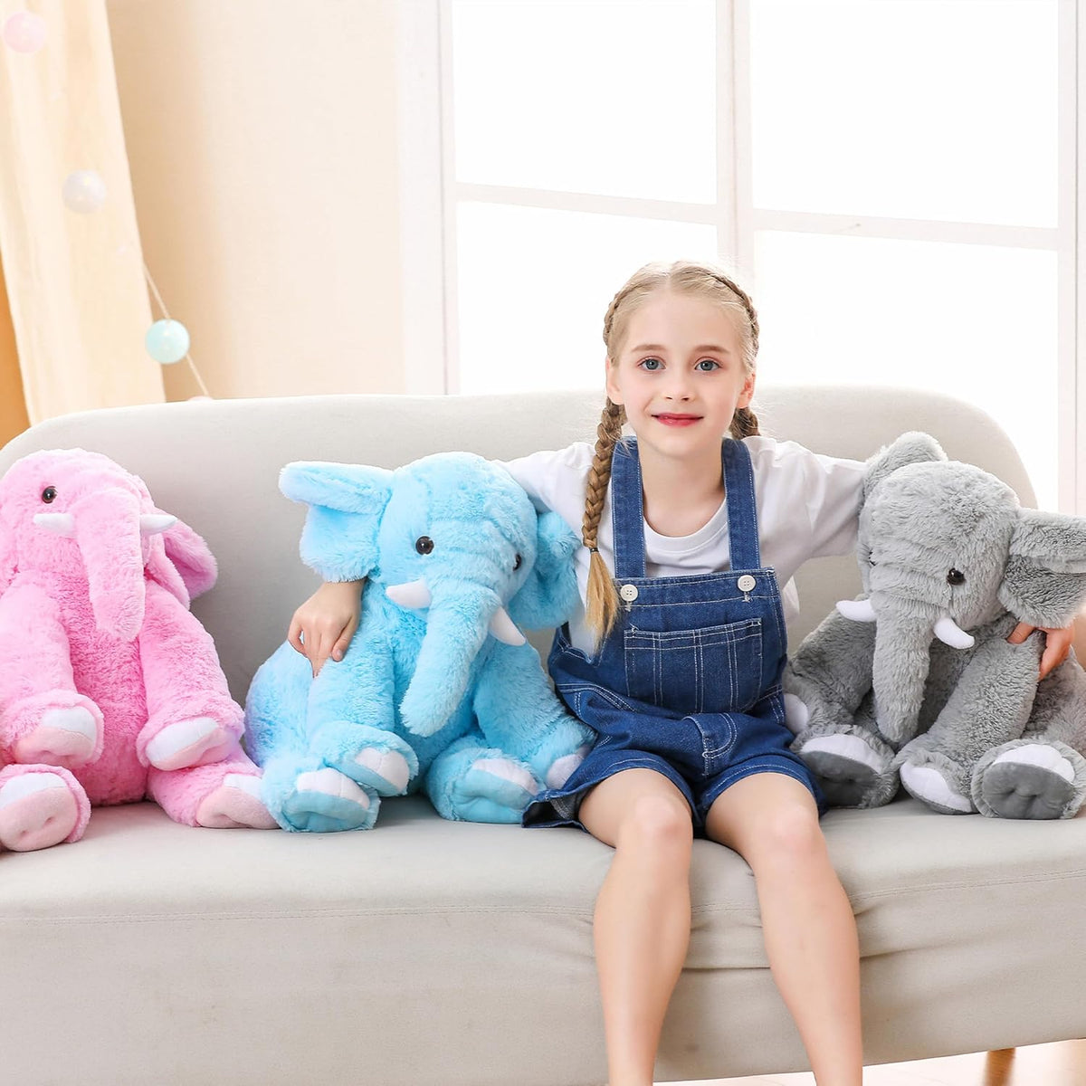 JellyMallow Animales de peluche con peso de elefante, 5 libras y 16...