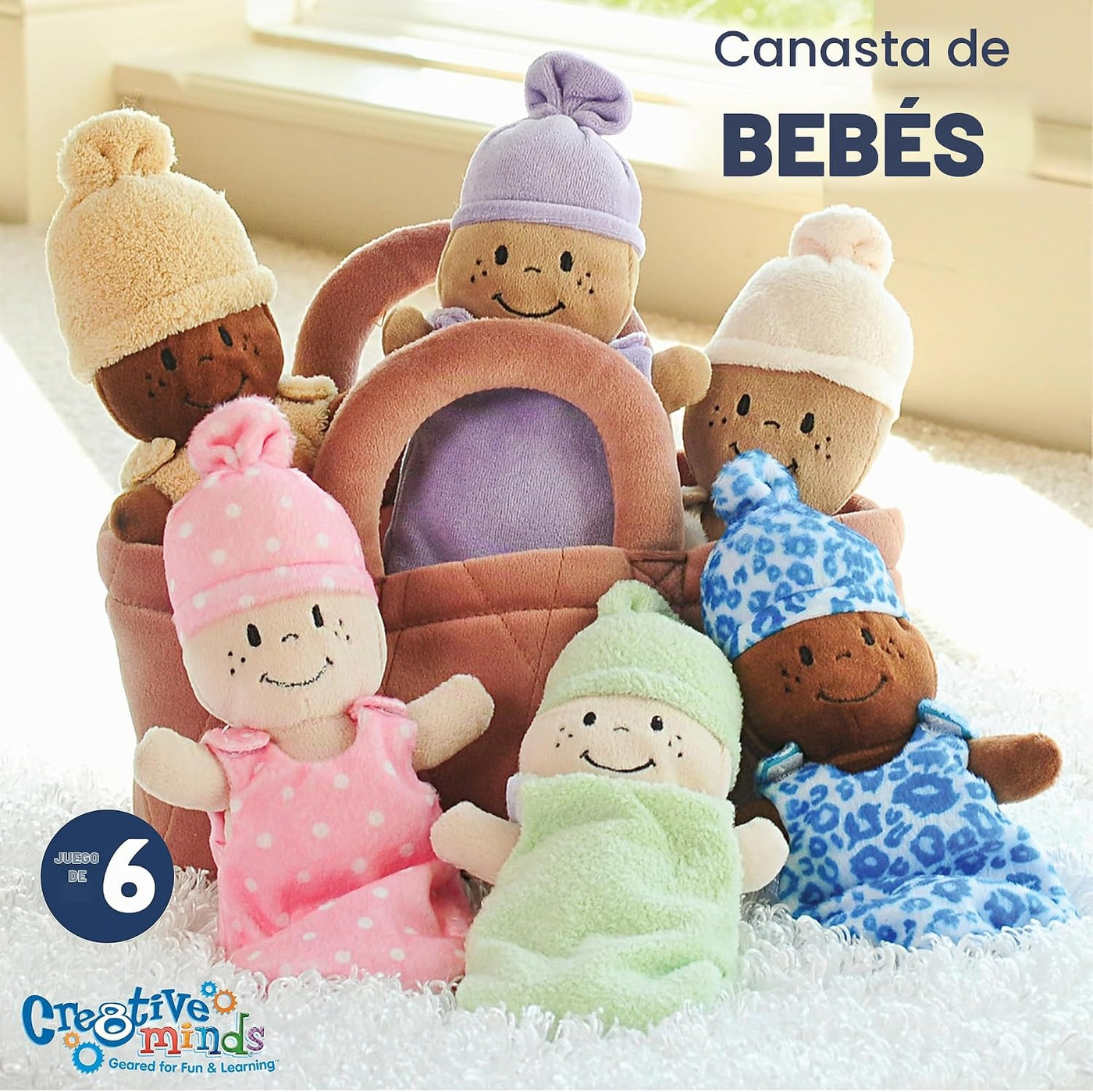 Creative Minds Canasta de Bebés Muñecas Suaves para Bebés, Juguetes...