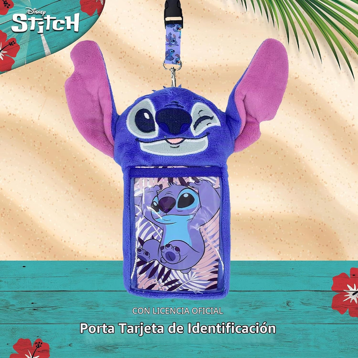 Disney Cordón de felpa de puntada, tarjetero de identificación y ta...