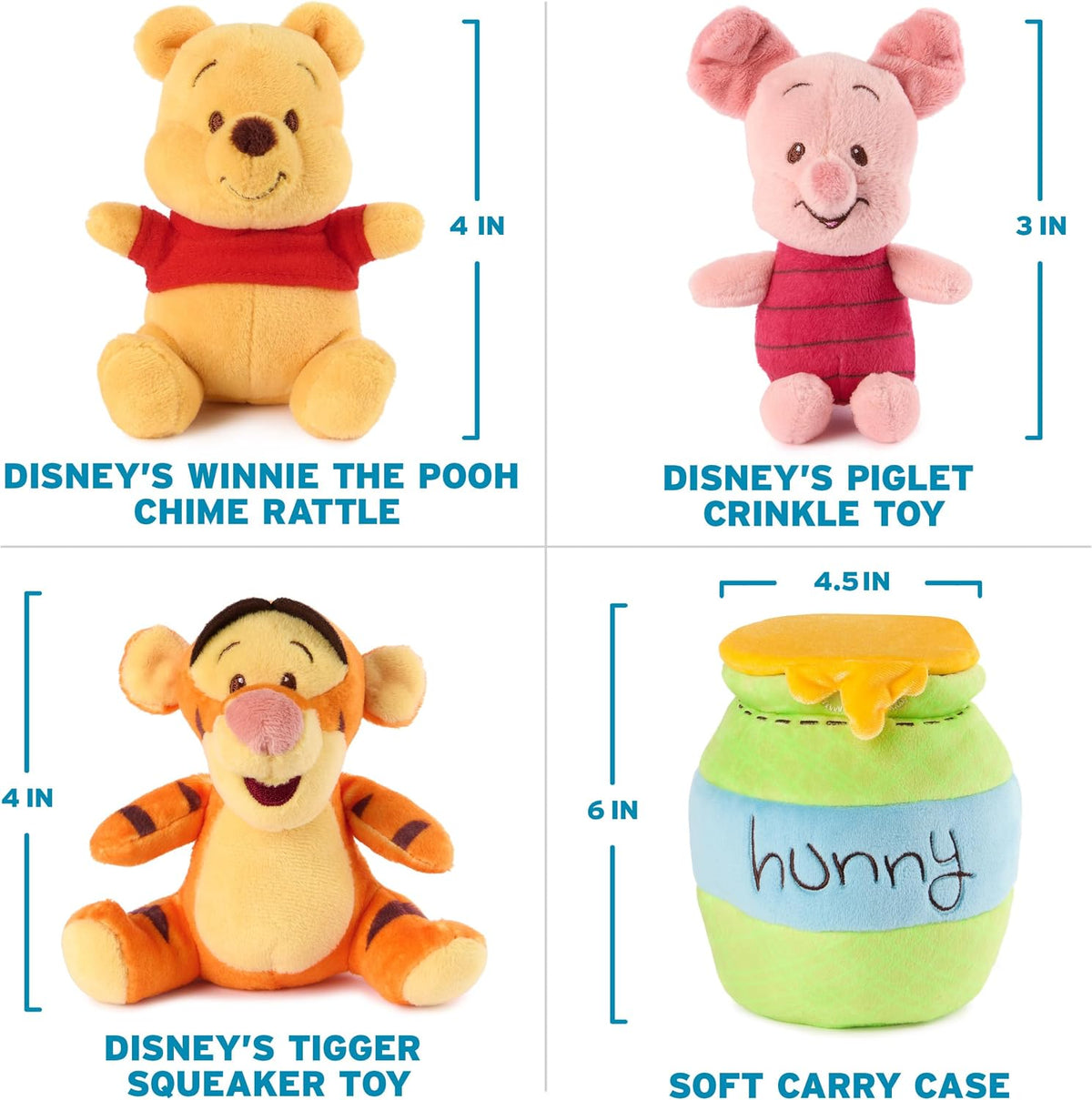 GUND Disney Winnie the Pooh - Juego de 4 piezas de juguetes sensori...